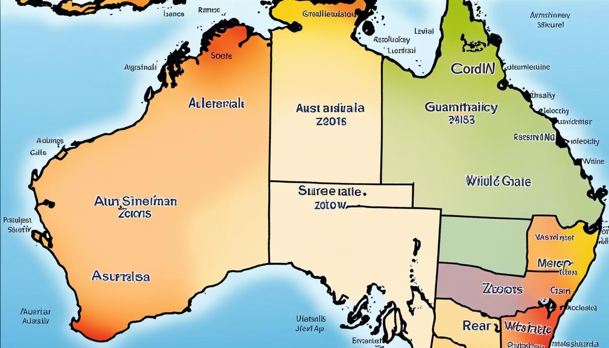 Map of Australia showing the different climate zones