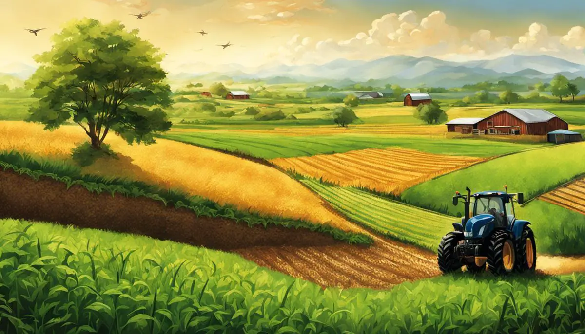 Illustration depicting agriculture and its impact on the environment