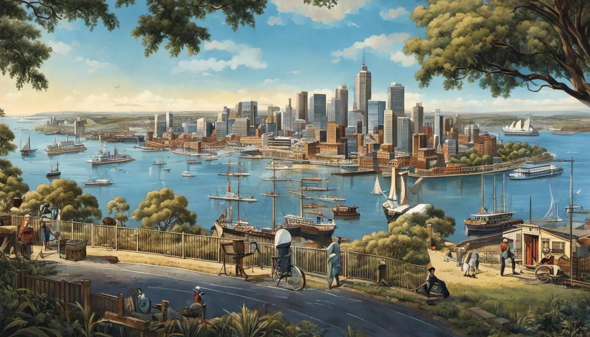 Illustration of Sydney's growth and development during the Industrial Revolution