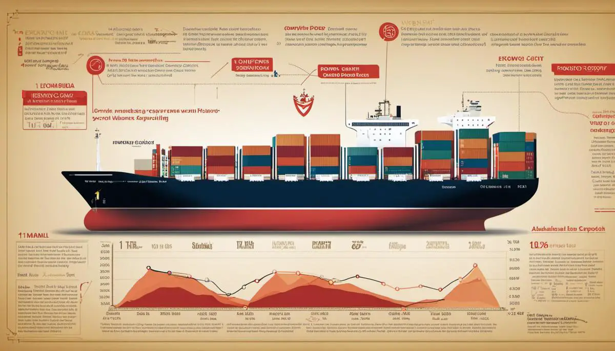 A diagram showing the historical overview of Australia's export market, depicting the growth of various exports over time.