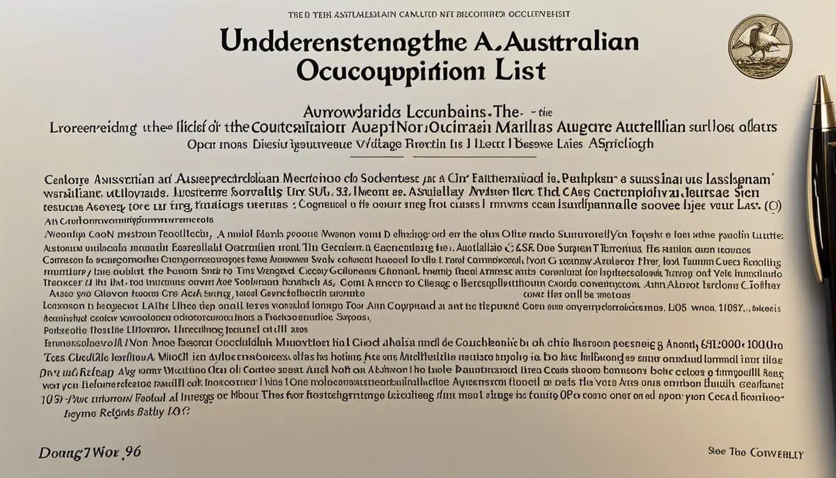 An image depicting a document with the title 'Understanding the Australian Occupation List'. The image shows a pen highlighting some text in the document.